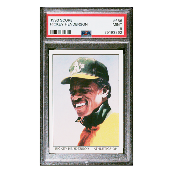 1990 Score #686 Rickey Henderson PSA 9 MINT HOF Oakland A's Athletics