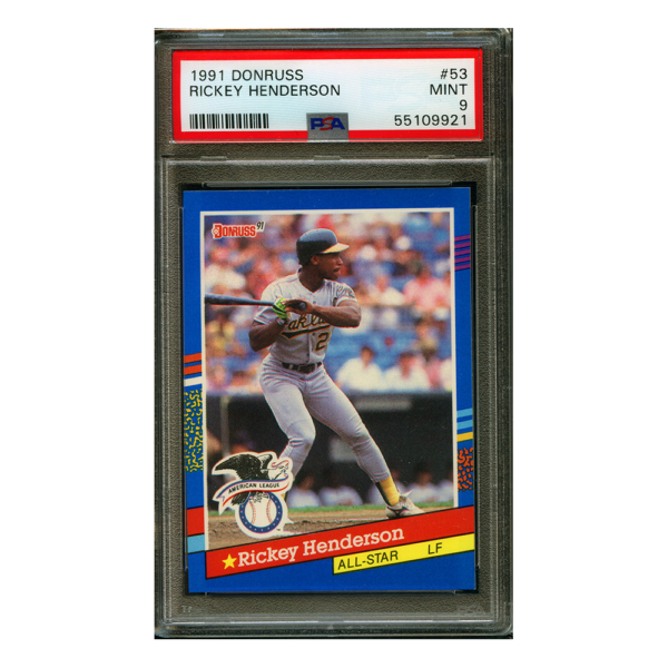 1991 Donruss #53 Rickey Henderson PSA 9 MINT HOF Oakland Athletics