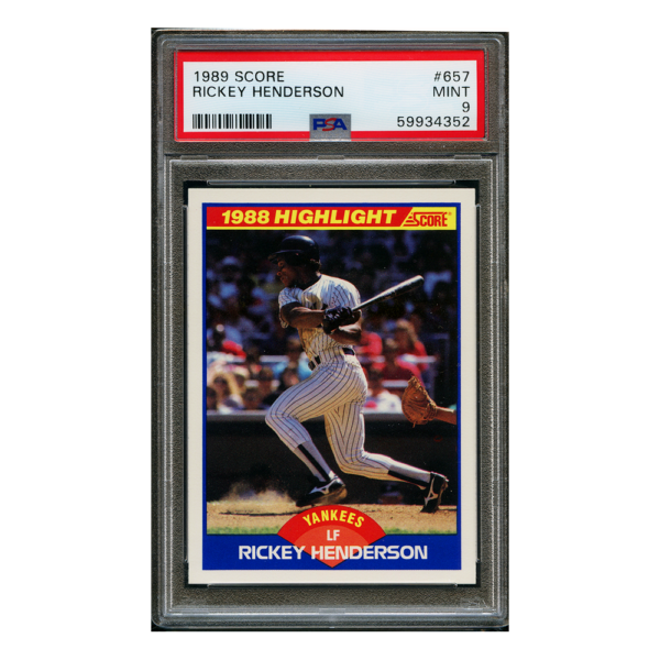 Rickey Henderson 1989 Score #657 PSA 9 MINT HOF New York Yankees