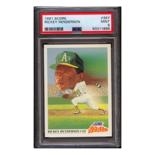 Rickey Henderson 1991 Score #397 PSA 9 MINT HOF Oakland Athletics