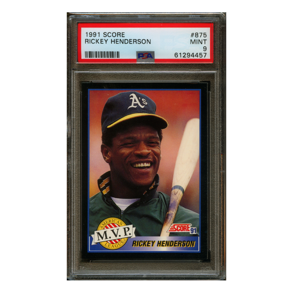 Rickey Henderson 1991 Score #875 PSA 9 MINT HOF Oakland Athletics